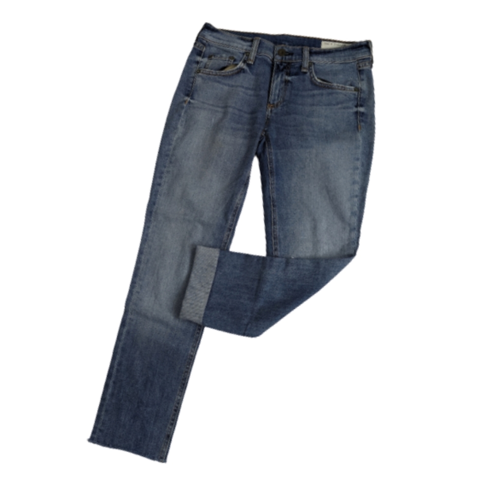 Rag & Bone Dre Capri Distressed Raw Hem Jeans 25